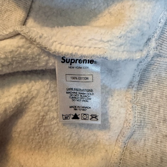 Supreme Logo Heather Grey Crew Sweatshirt Small - Picture 6 of 7